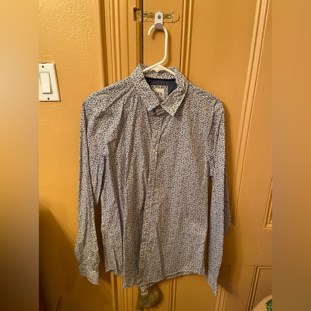 Zara Slim Fit Floral Button Down